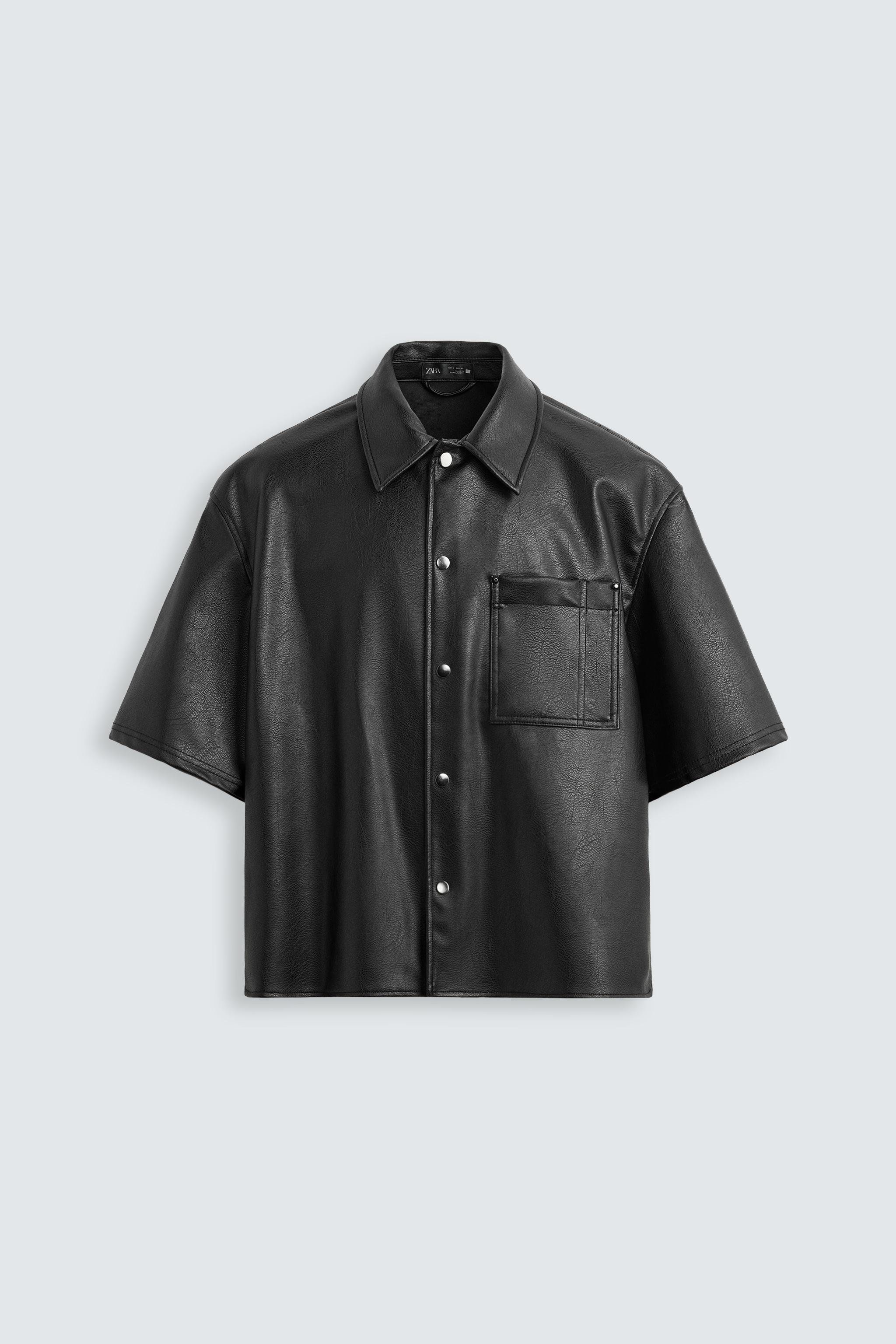 FAUX LEATHER OVERSHIRT