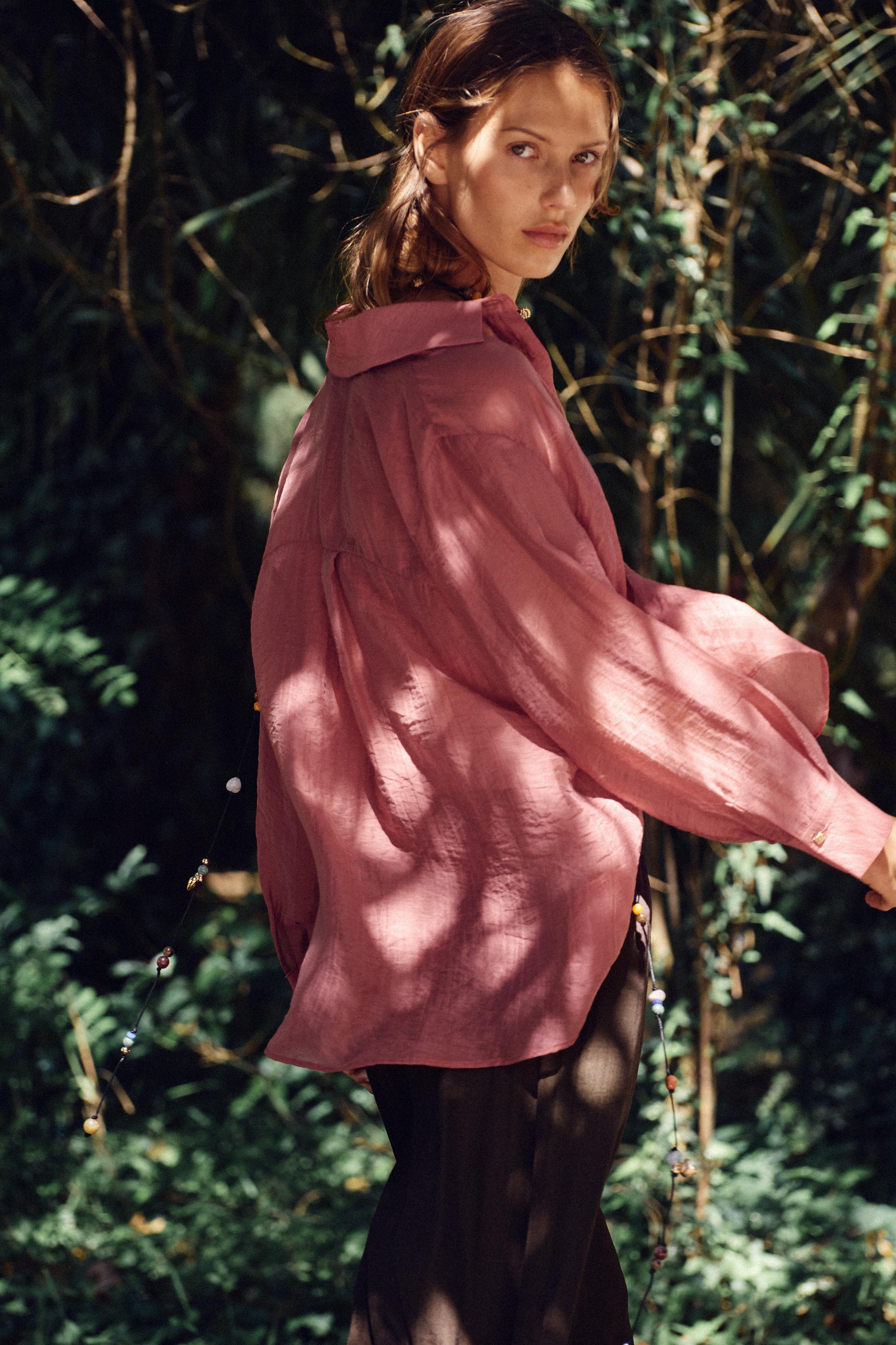 SEMI-SHEER OVERSIZED FLOWY SHIRT