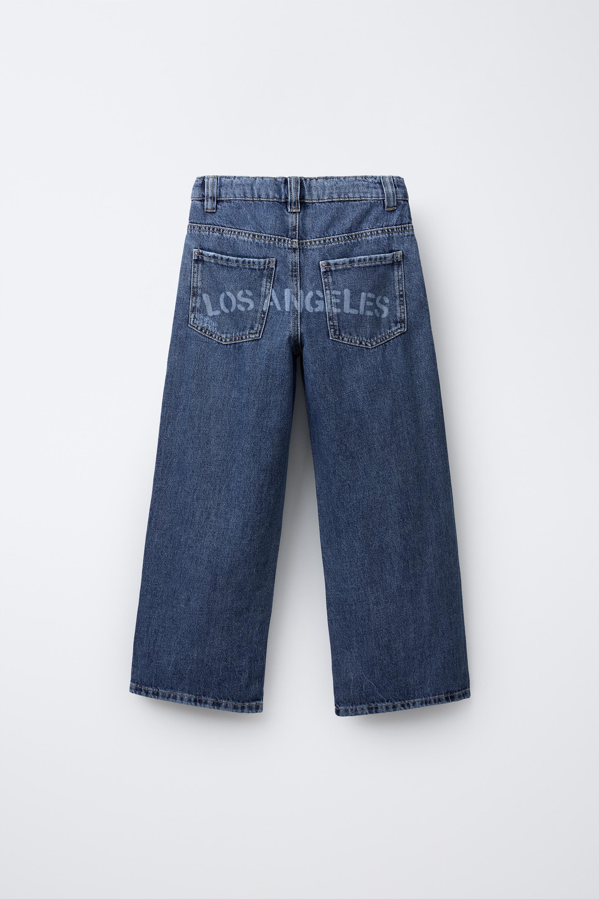 TEXT STRAIGHT LEG JEANS