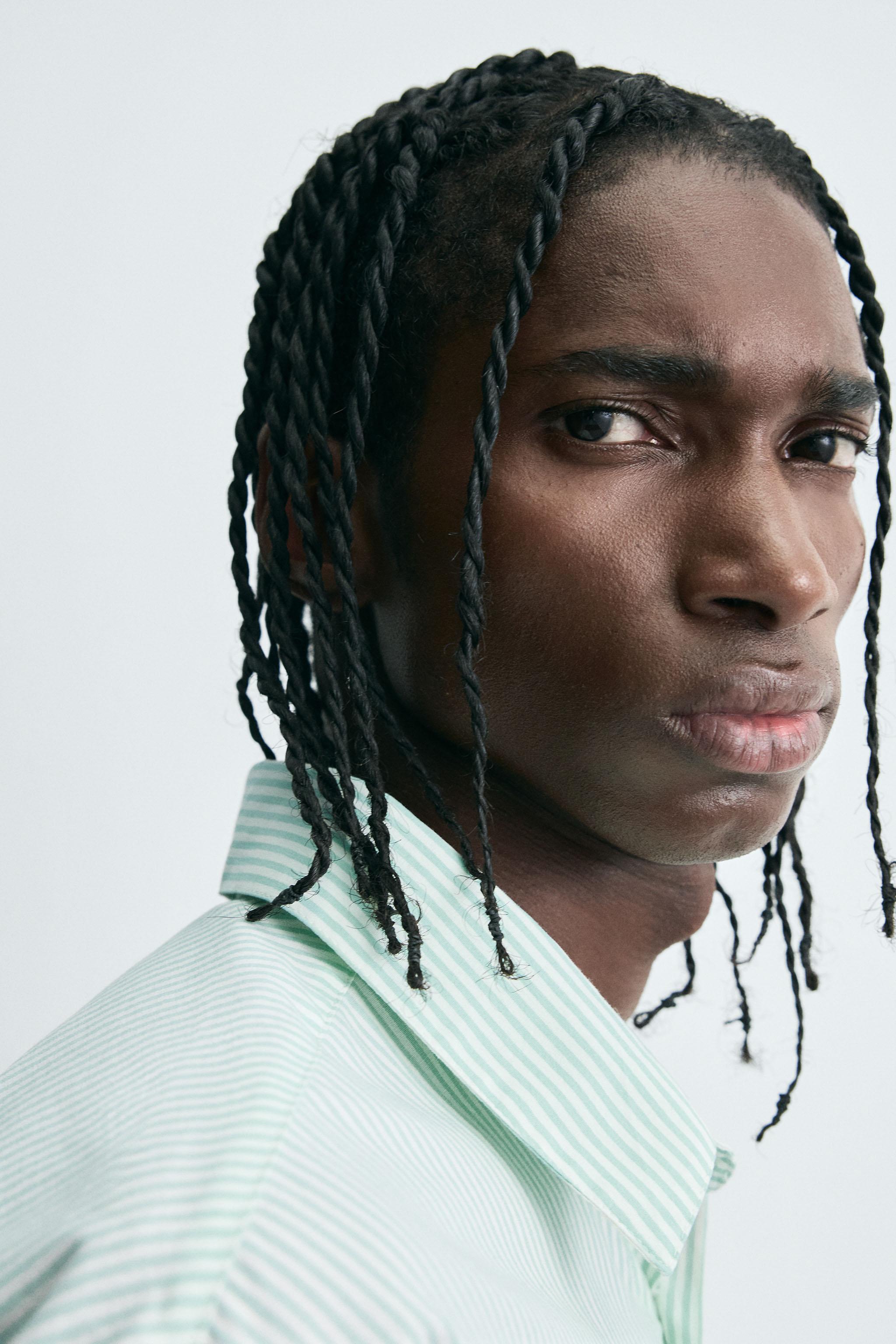 COMBINATION TEXT STRIPED SHIRT