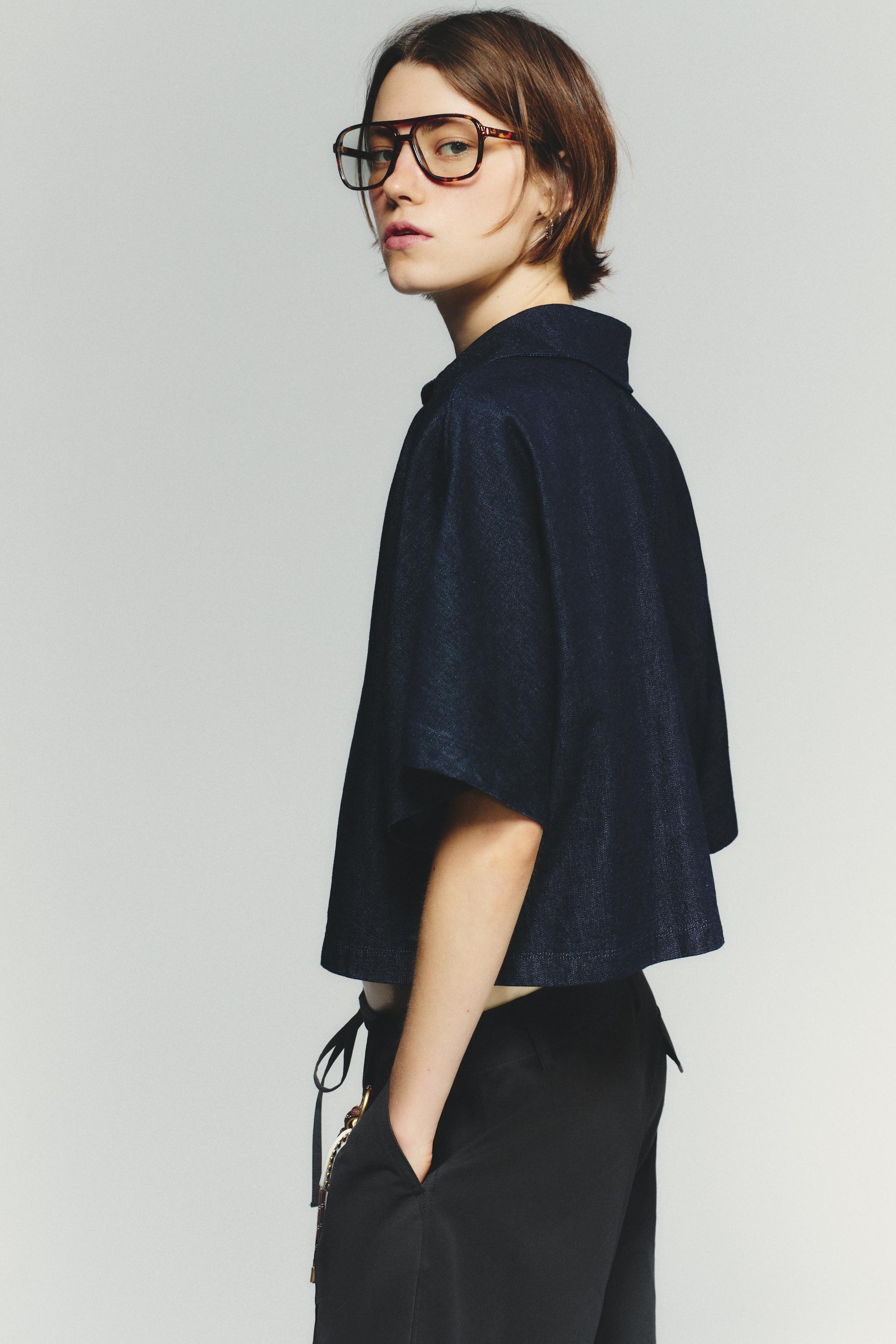 TRF DENIM POLO COLLAR SHIRT