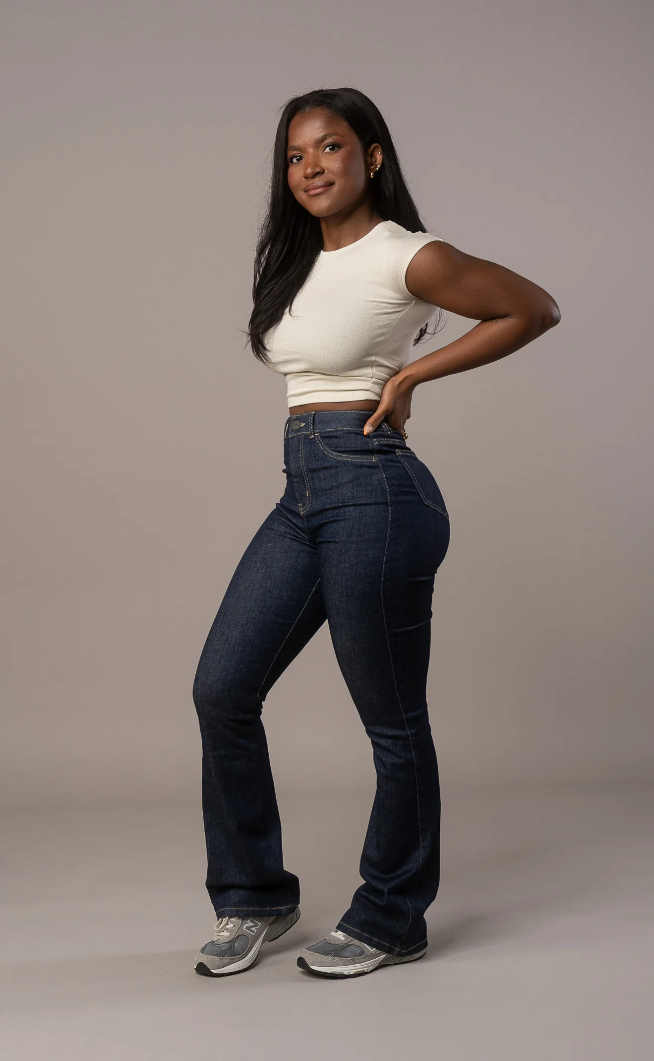 Womens Flared Fitjeans - Rinse Blue