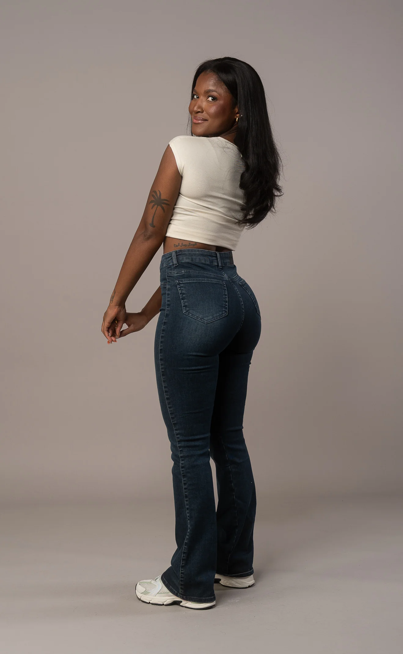 Womens Flared Fitjeans - Emerald Blue