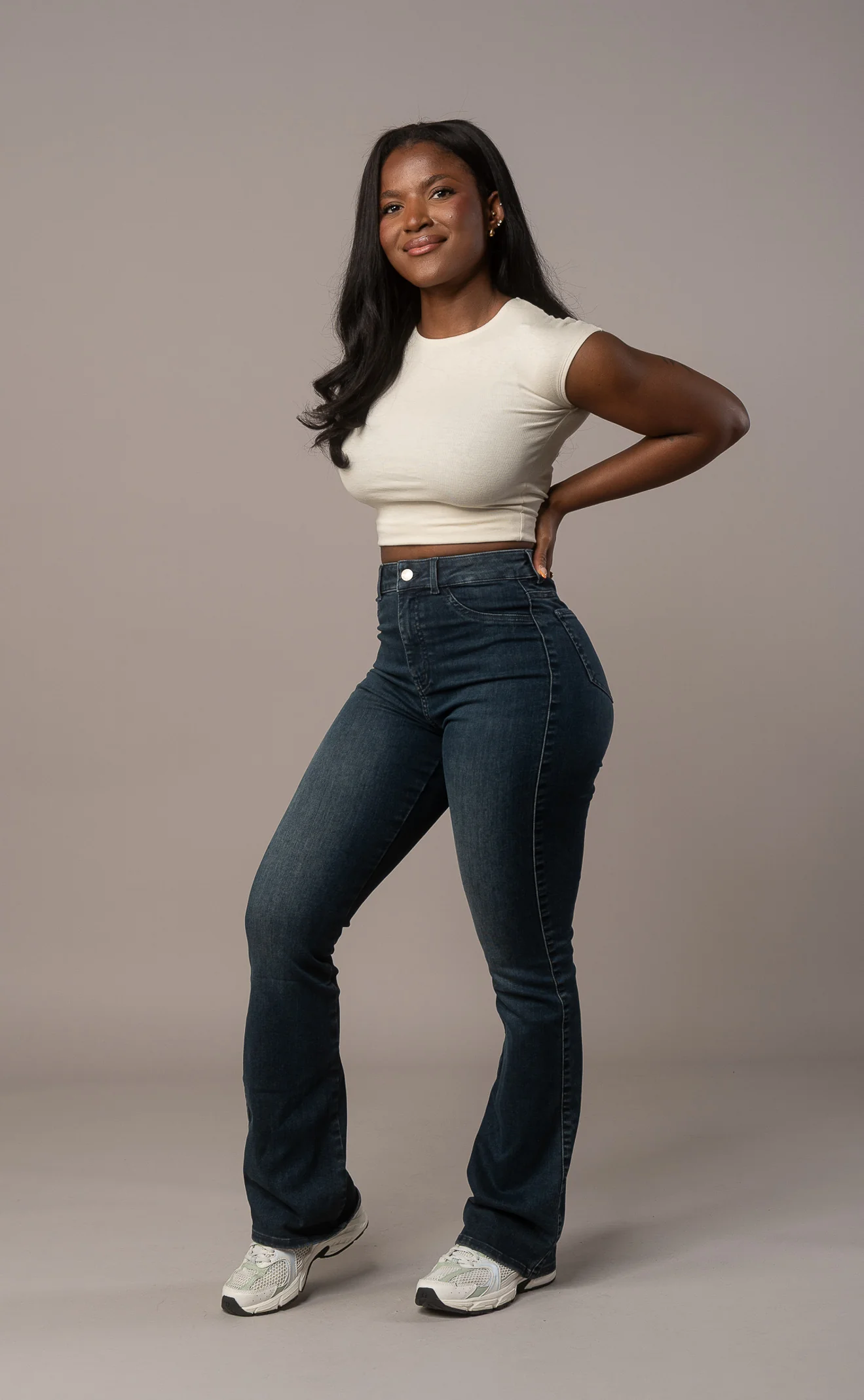 Womens Flared Fitjeans - Emerald Blue