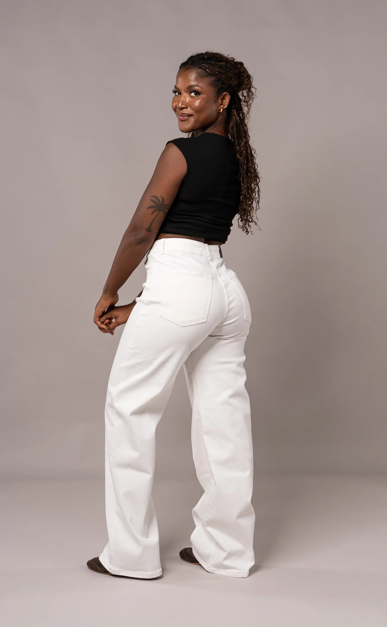 Womens Pastel Baggy Fitjeans - White