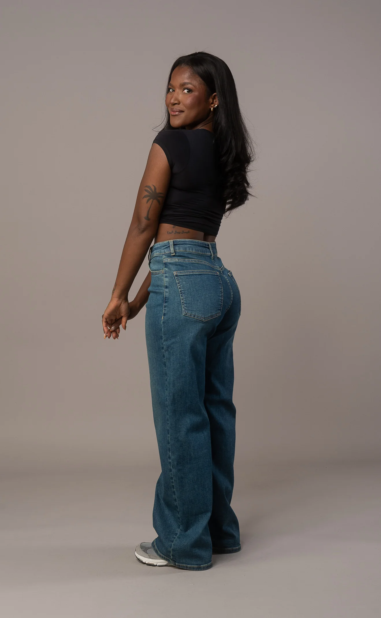 Womens Baggy Fitjeans - Marble Green