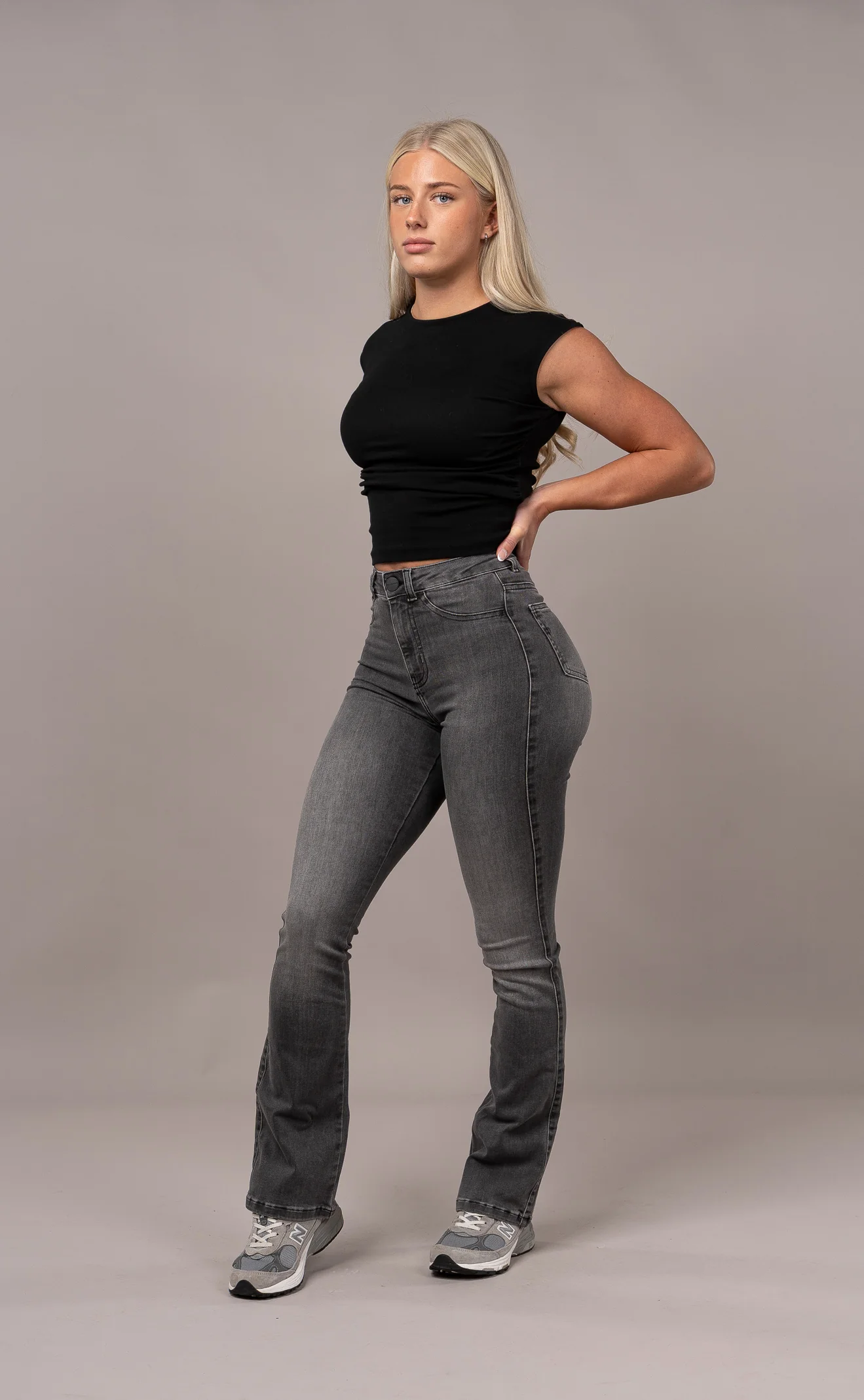 Womens Flared Fitjeans - Grey