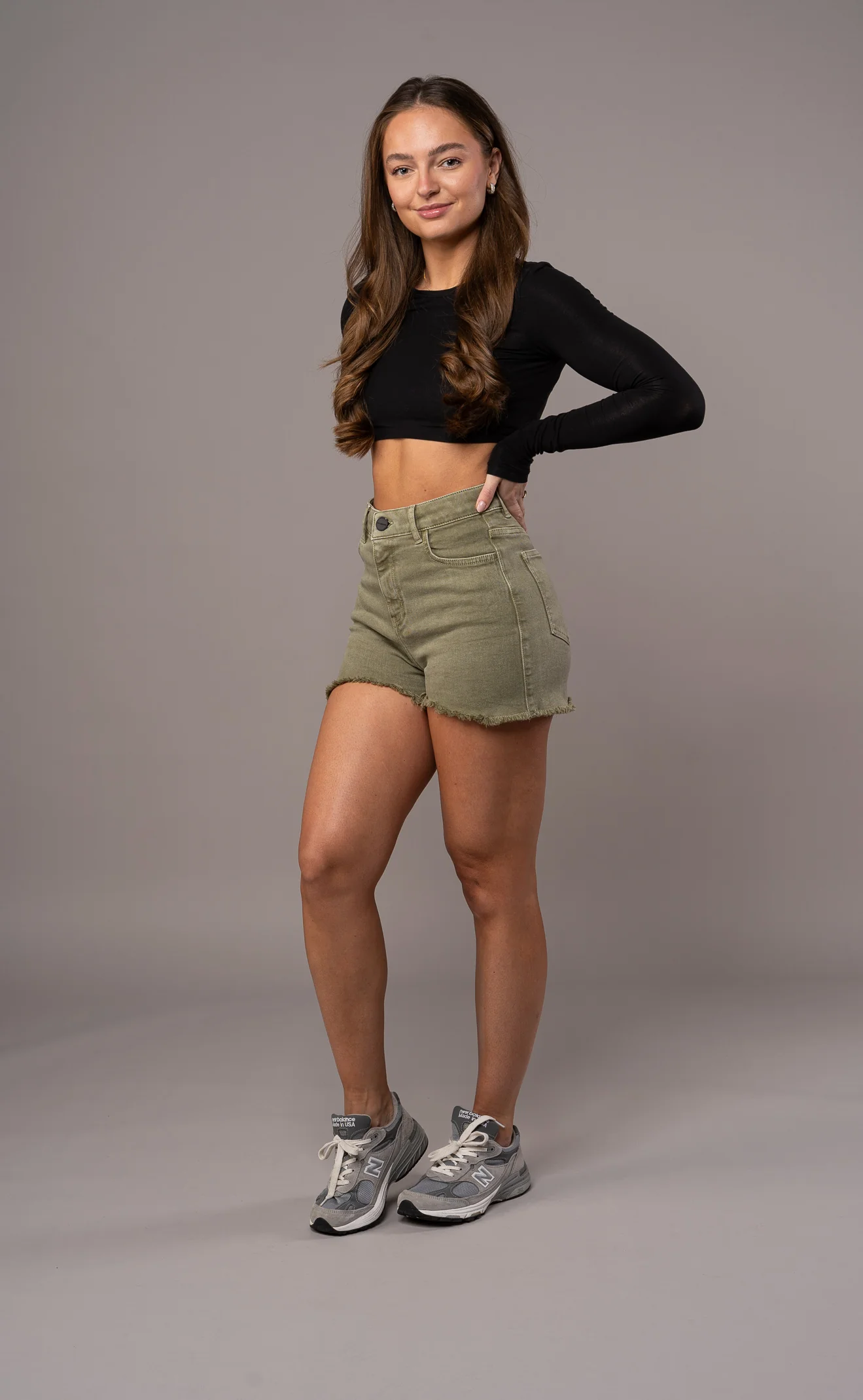 Womens Pastel Fitjeans Shorts - Khaki