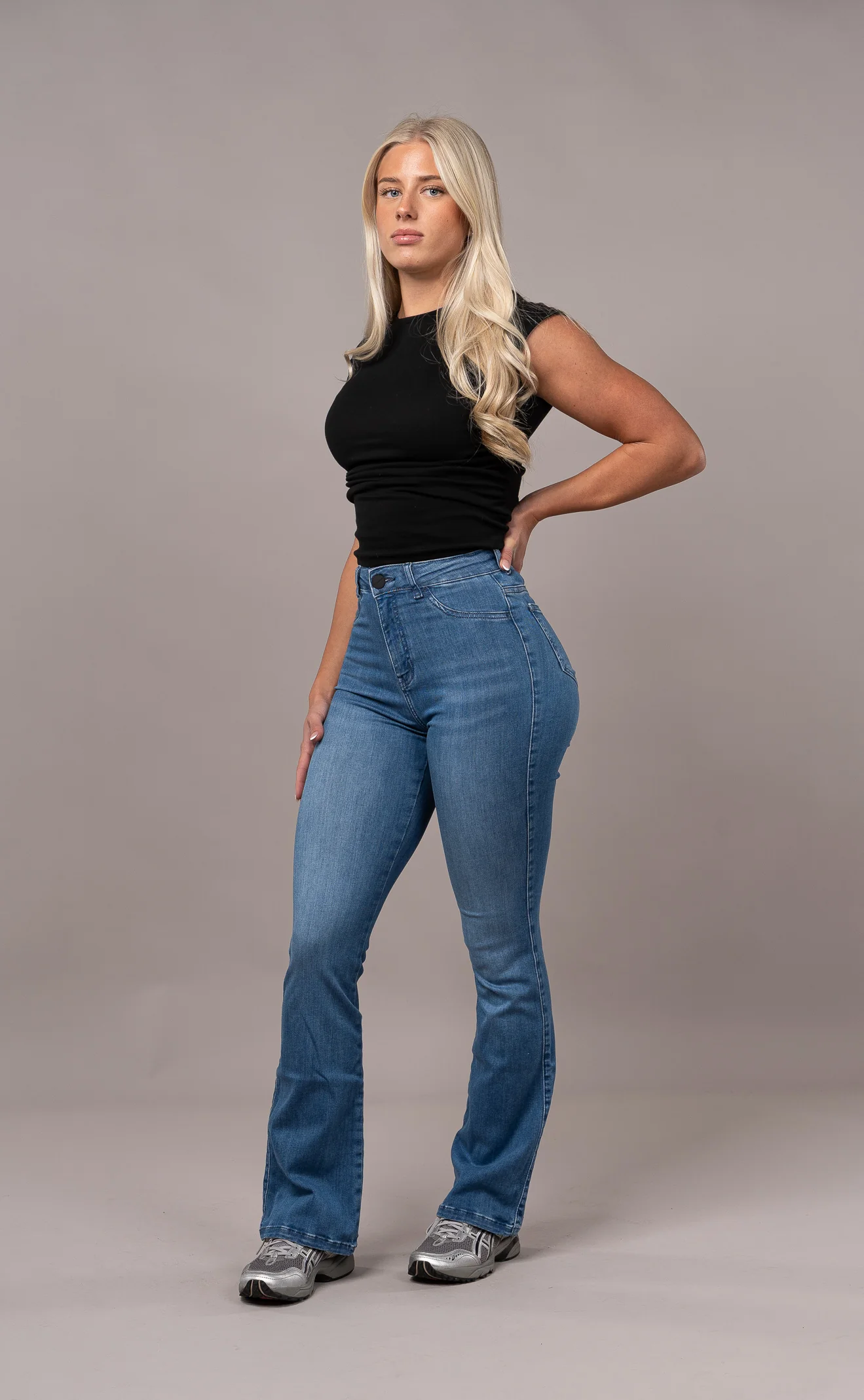 Womens Flared Fitjeans - Azure Blue