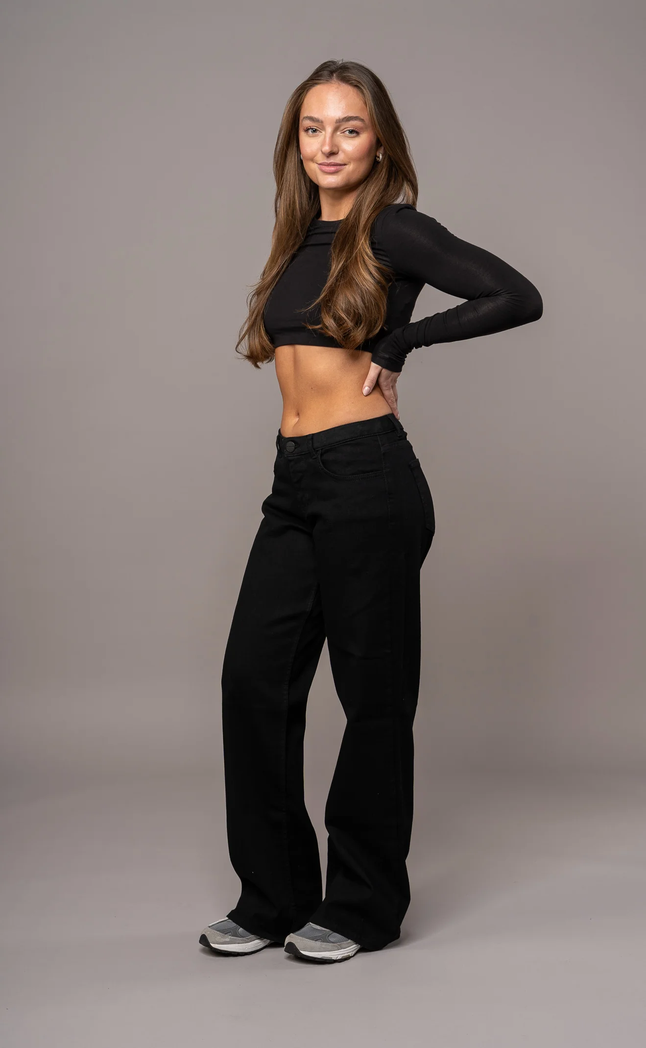 Womens Baggy Low Waisted Fitjeans - Black