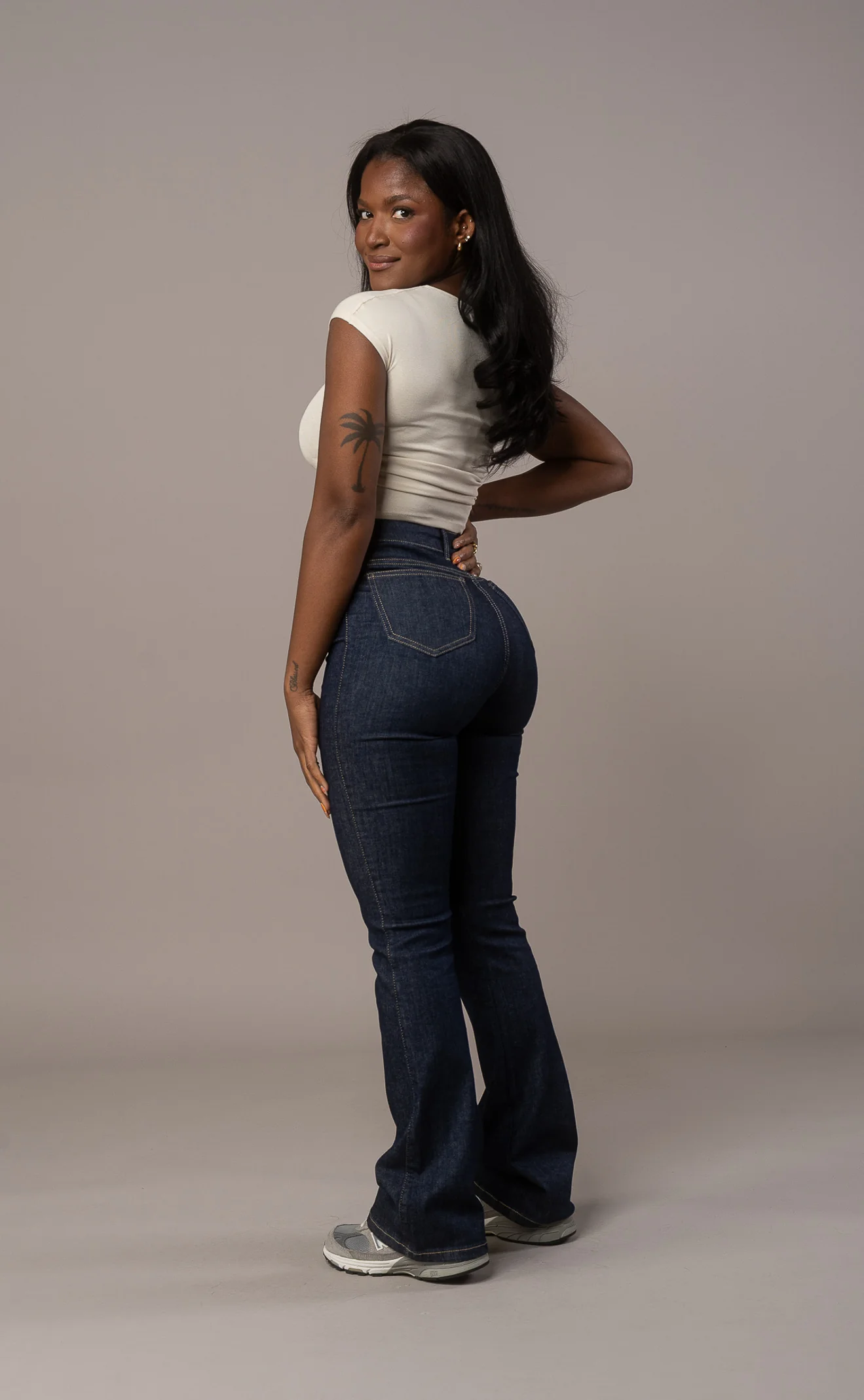 Womens Flared Fitjeans - Rinse Blue