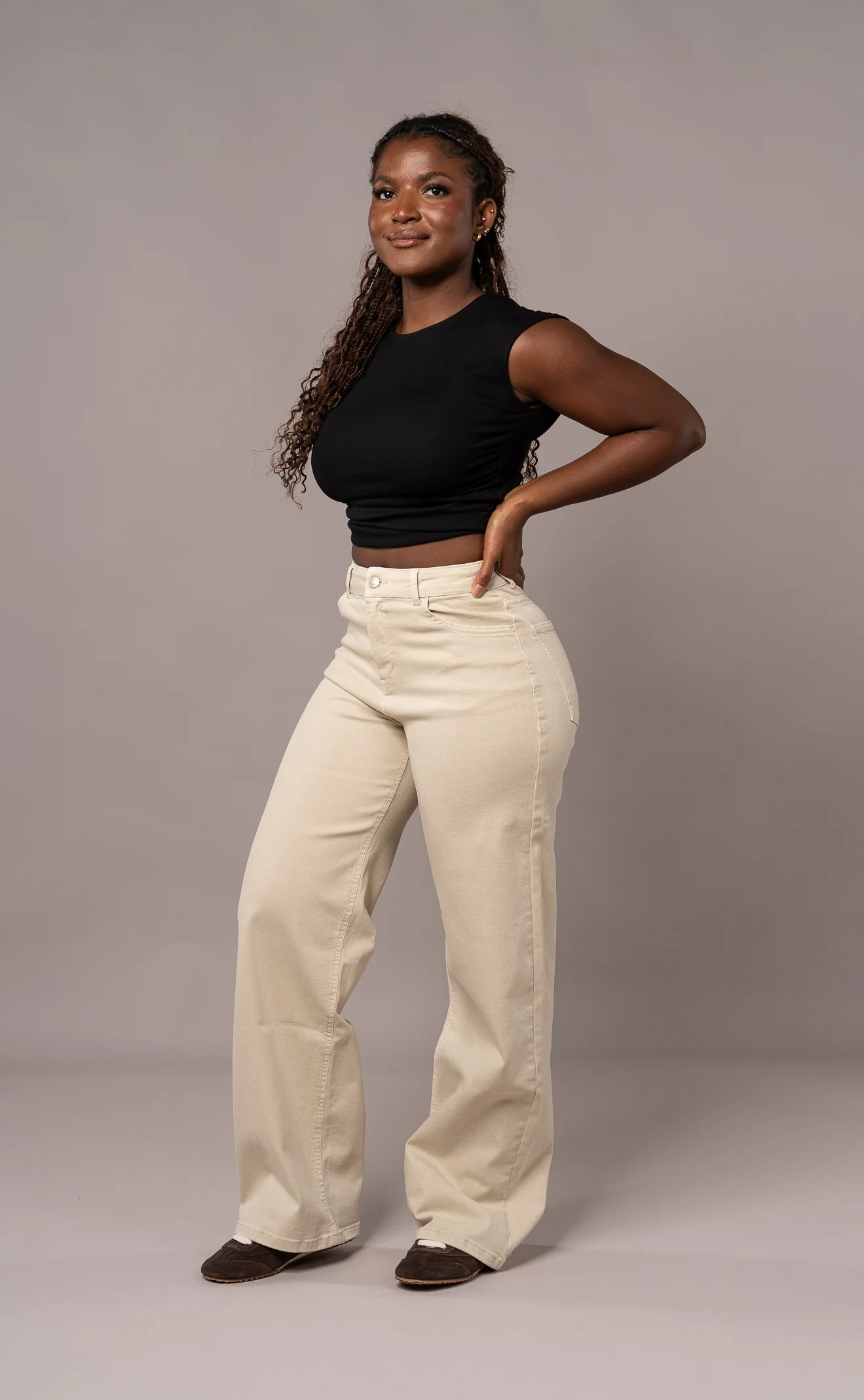 Womens Pastel Baggy Fitjeans - Sand