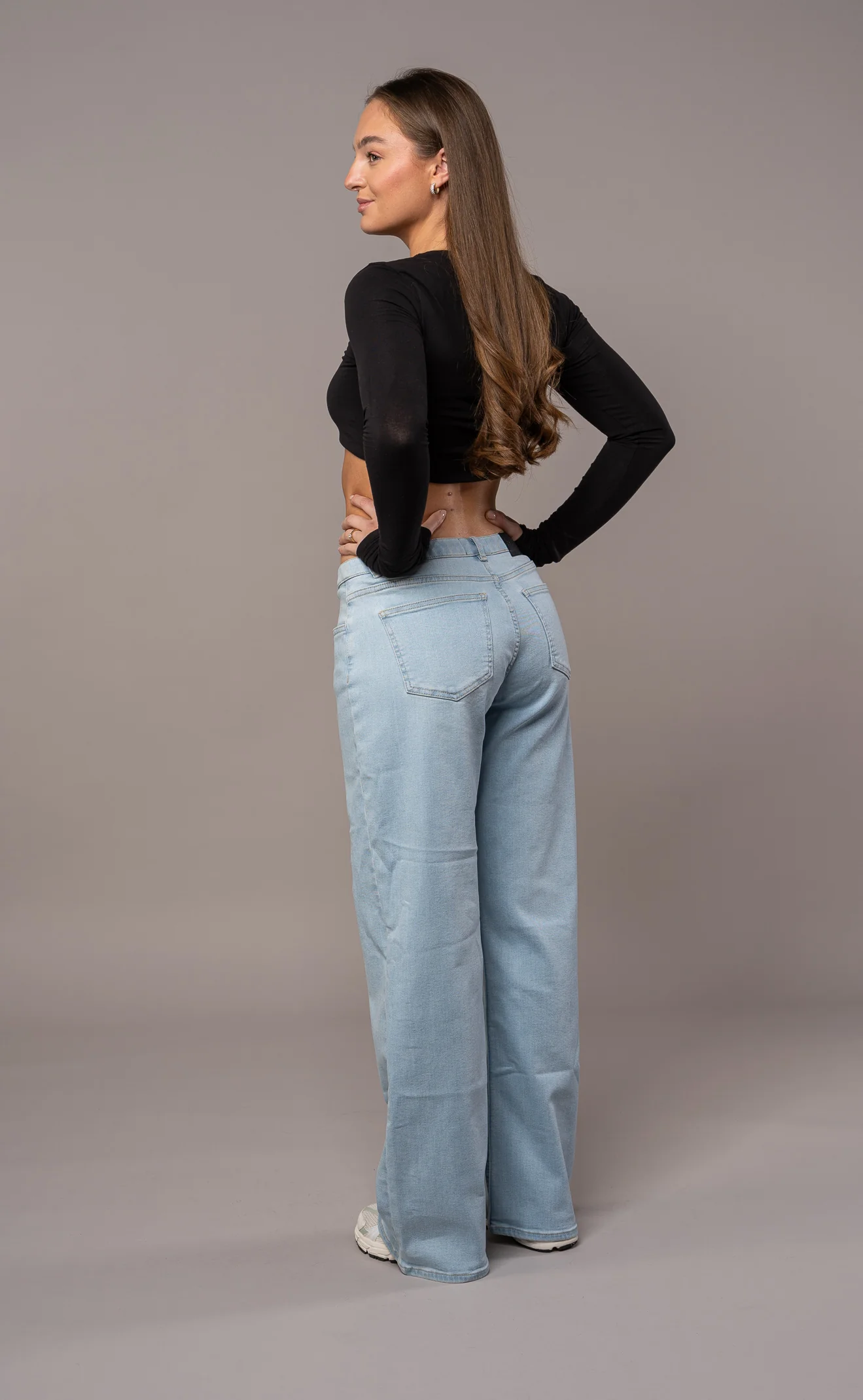 Womens Baggy Low Waisted Fitjeans - Vintage Blue