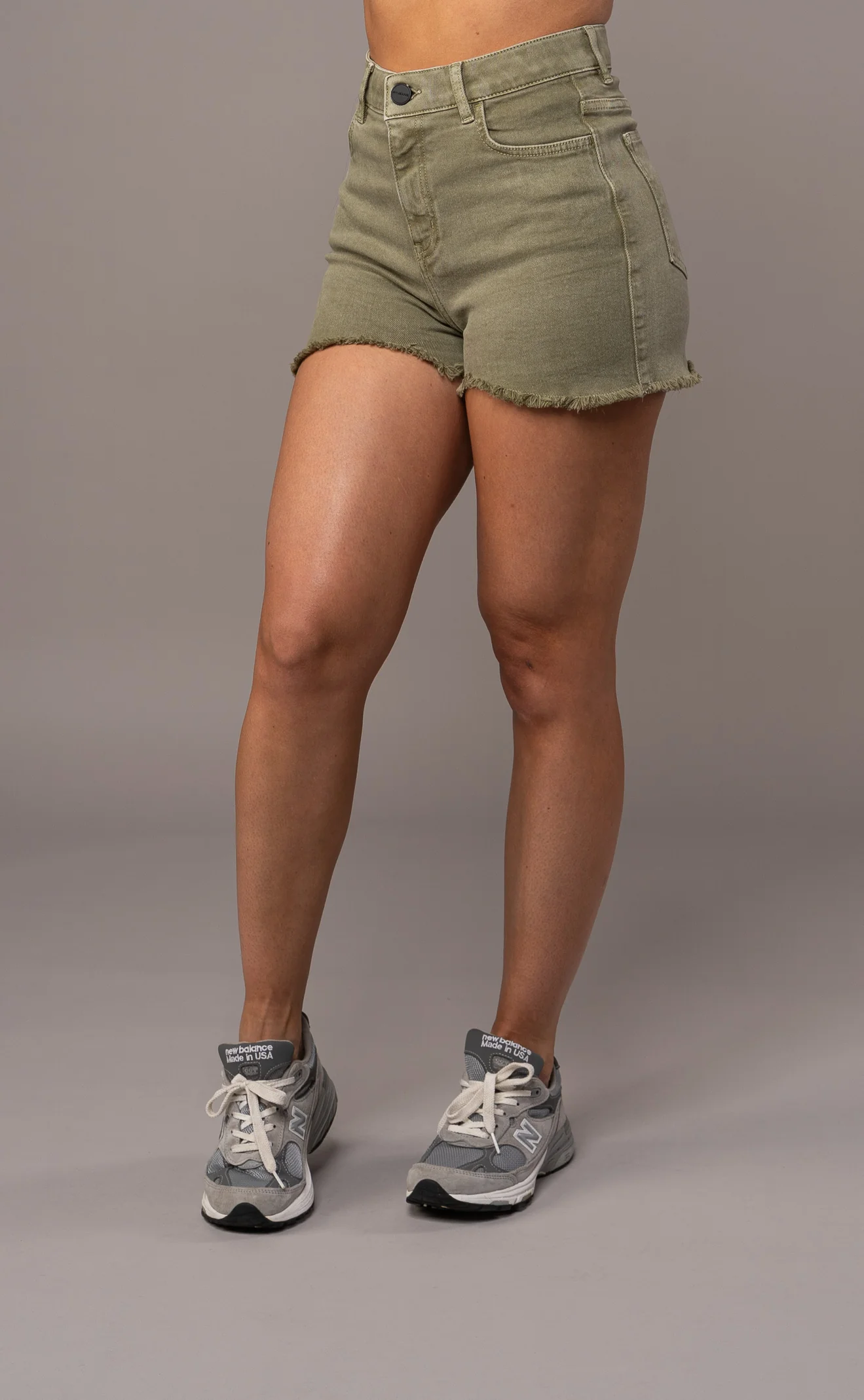 Womens Pastel Fitjeans Shorts - Khaki