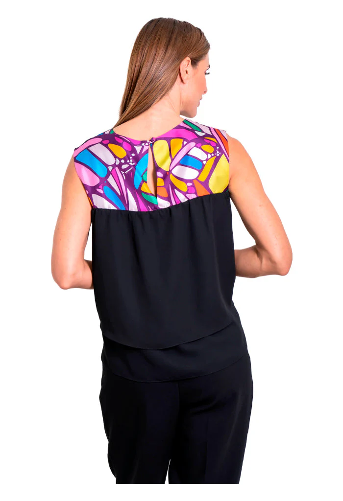 Blusa Pétalos Mariposa Abstracta Morado