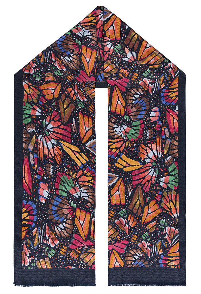 Bufanda Doble Vista Mariposa Bordada