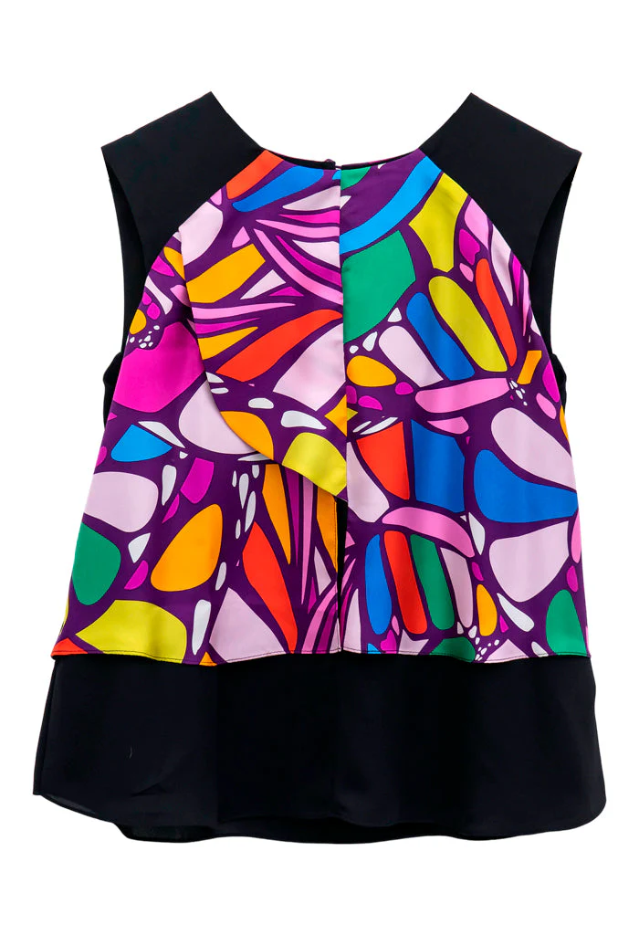Blusa Pétalos Mariposa Abstracta Morado