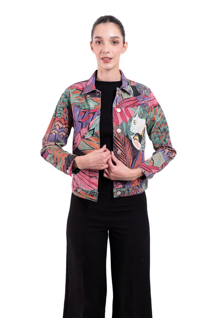 Chamarra Guacamaya Negro Rosa