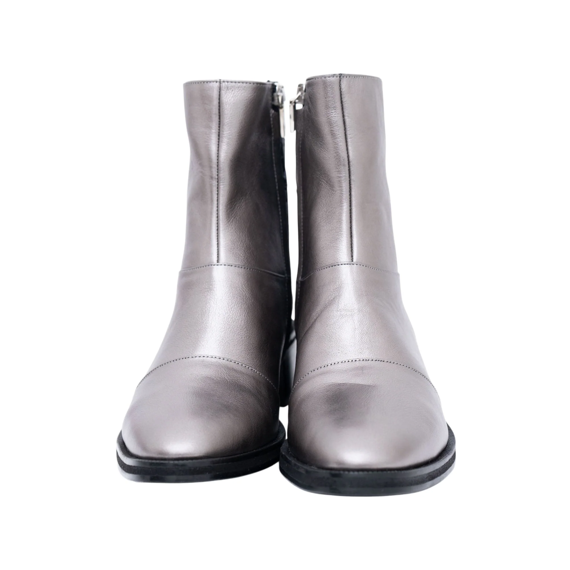 BOTÍN BEEL PIEL METÁL MARIPOSA VITRAL GRIS