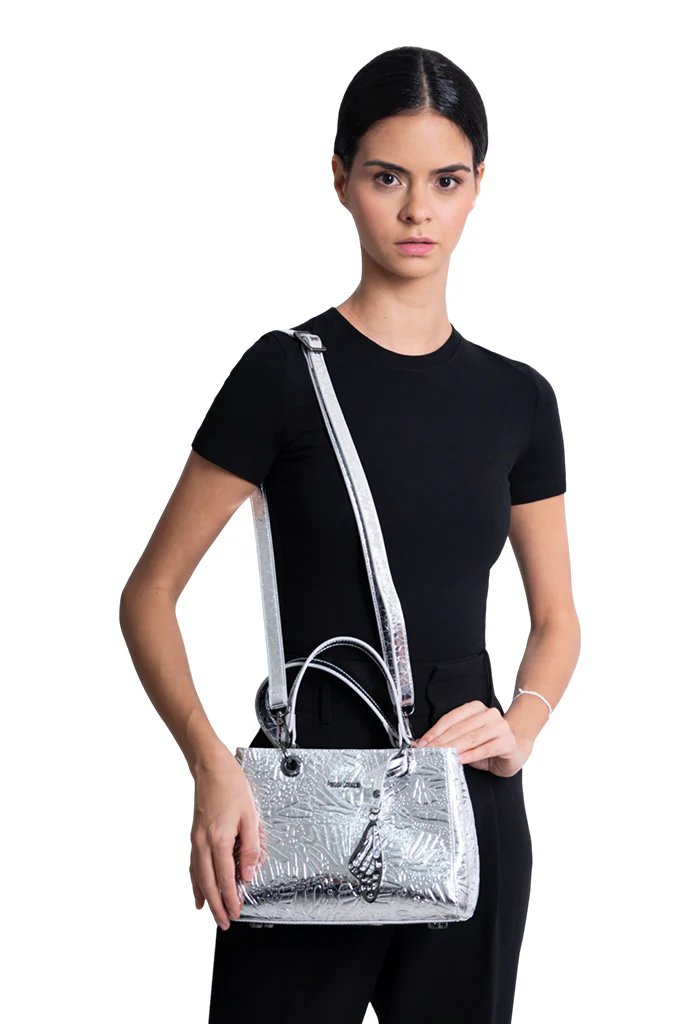 Mini Satchel Kaxan  Piel Grabado Mariposa