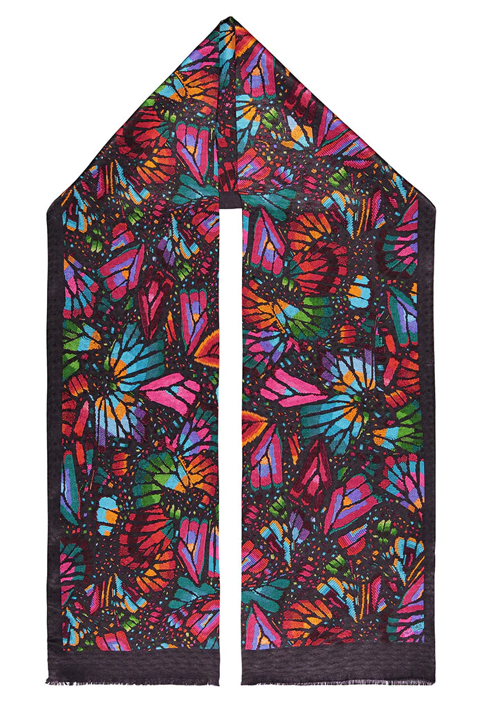 Bufanda Doble Vista Mariposa Bordada