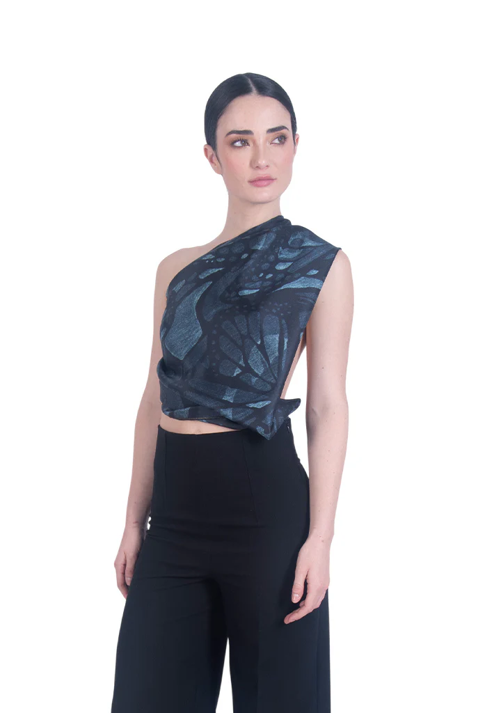 Mascada Vuelo de Mariposa Mezclilla 90 cm