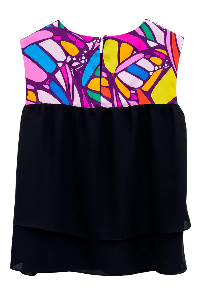 Blusa Pétalos Mariposa Abstracta Morado