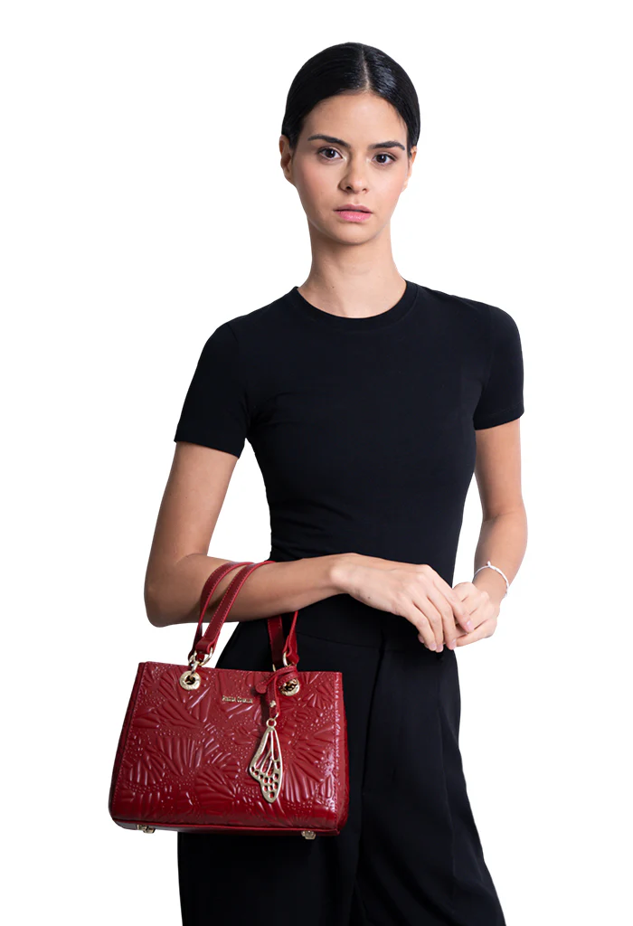 Mini Satchel Kaxan  Piel Grabado Mariposa