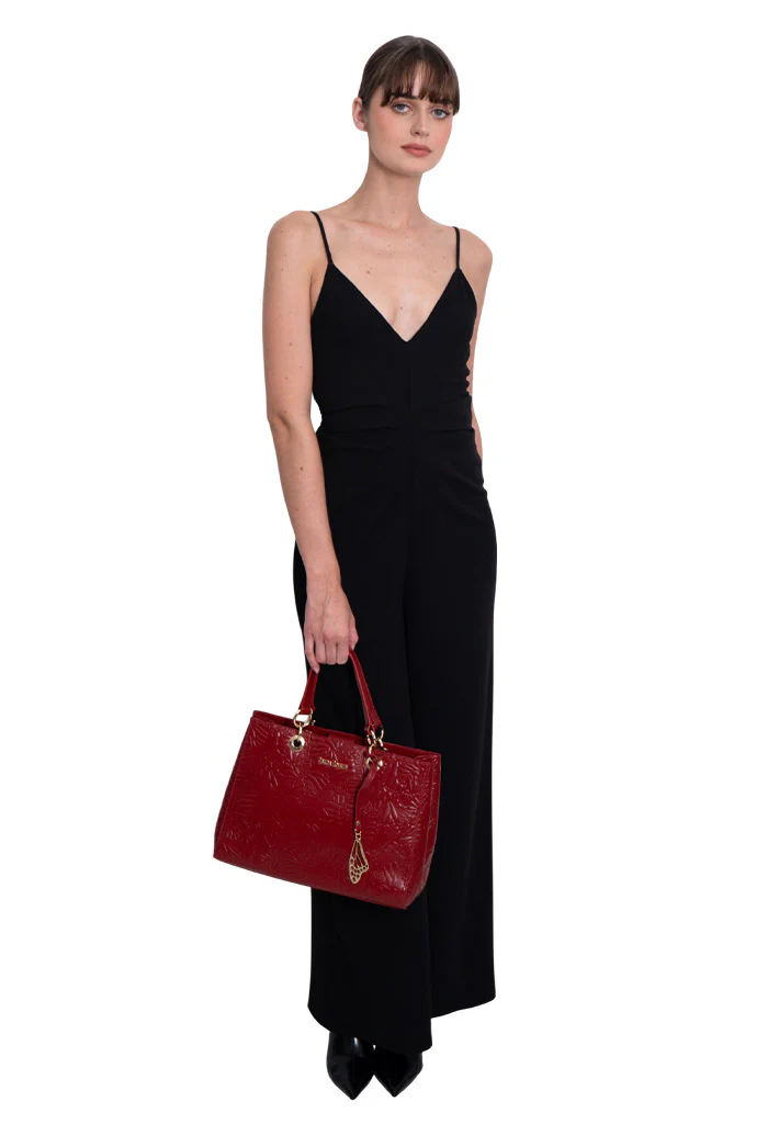 Bolsa Kaxan Piel Grabado Mariposa