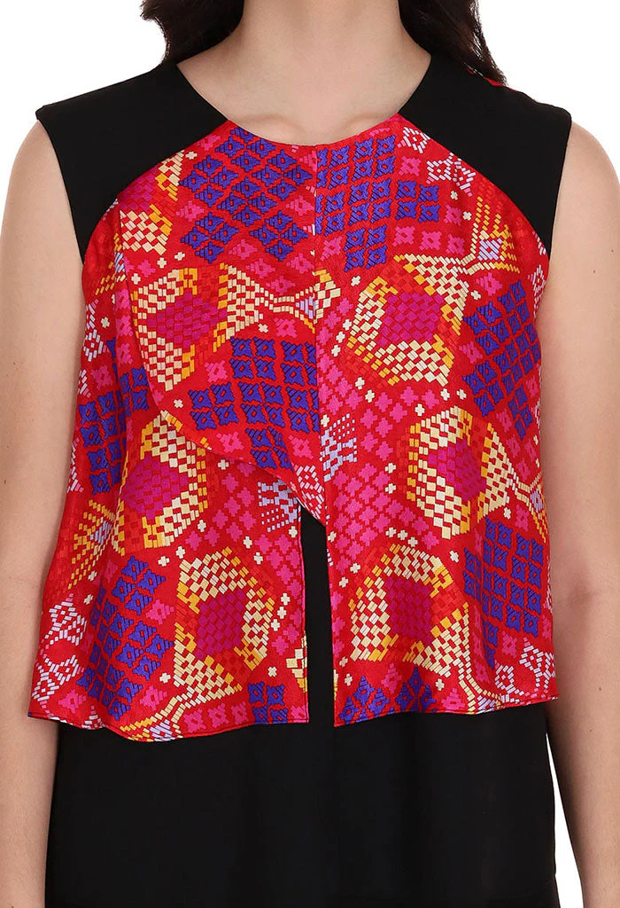 Blusa Pétalos Tejido Maya Rojo