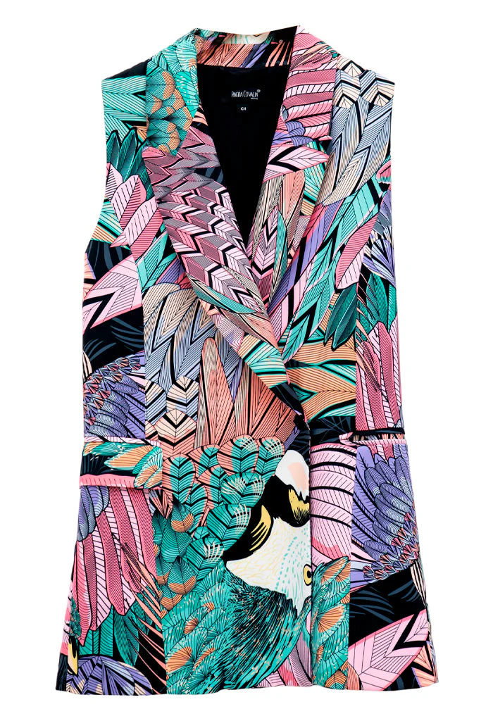 Chaleco Tlali Guacamaya Negro/Rosa