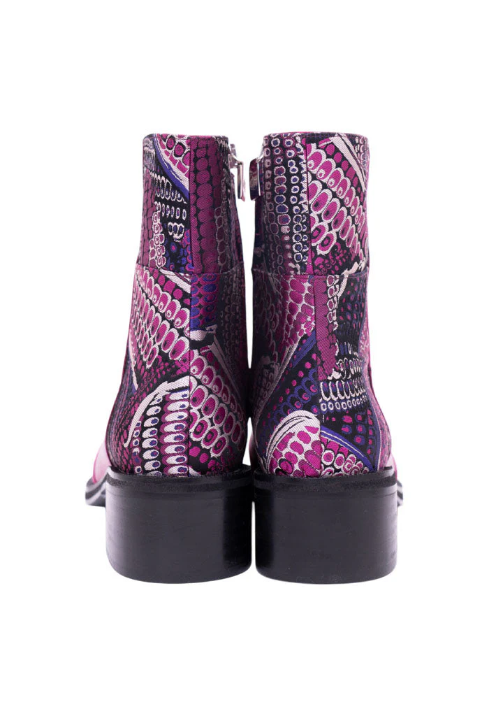 BOTÍN BEEL PIEL METAL FUCSIA MAZORCA