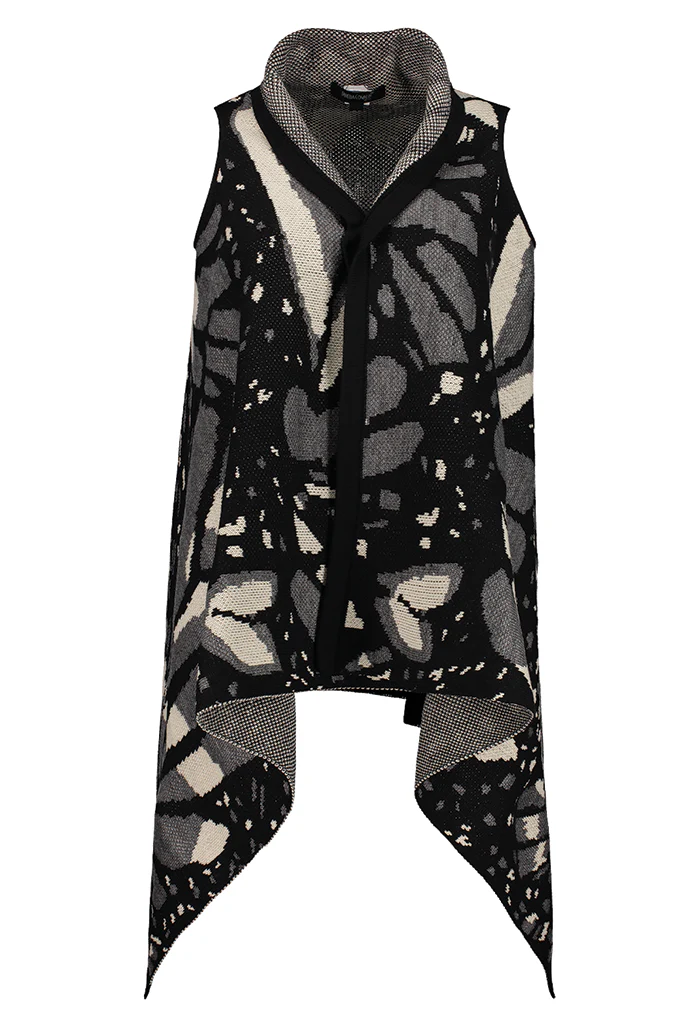 Chaleco Yoali Mariposa Bordada Blanco Negro