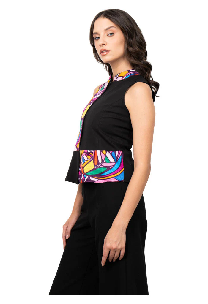 Chaleco Combinado Mariposa Abstracta Morado