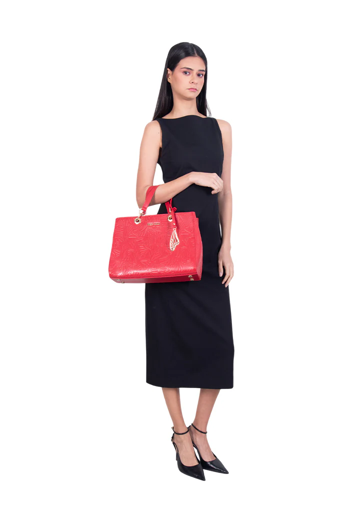 Bolsa Kaxan Piel Grabado Mariposa