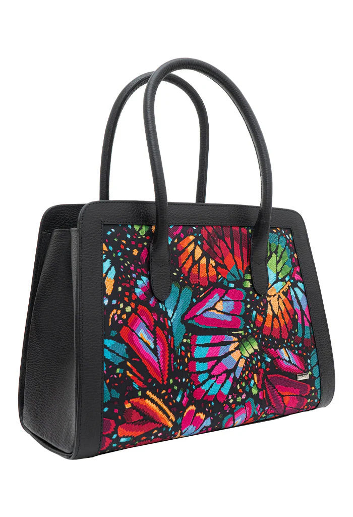 Bolsa Muul Negro Mariposa Bordada Original