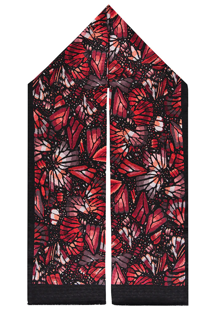 Bufanda Doble Vista Mariposa Bordada