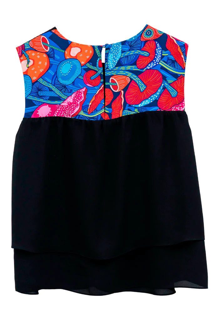 Blusa Pétalos Hongos Sagrados Azul