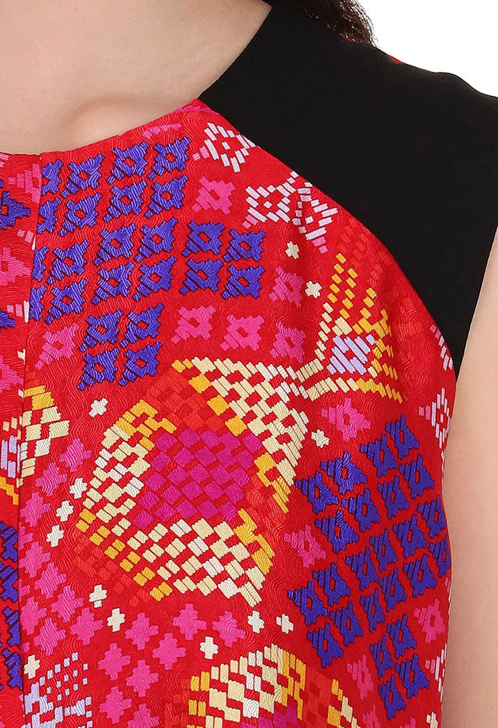 Blusa Pétalos Tejido Maya Rojo