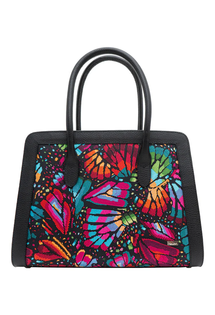 Bolsa Muul Negro Mariposa Bordada Original