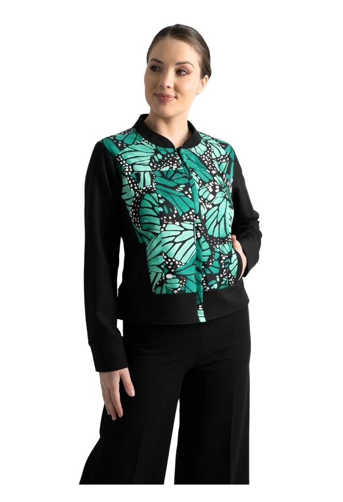 Bomber Okomej Mariposa Macro Verde Esmeralda