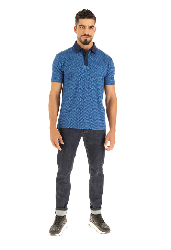Camisa Polo Kutz Grecas Mitla Azul