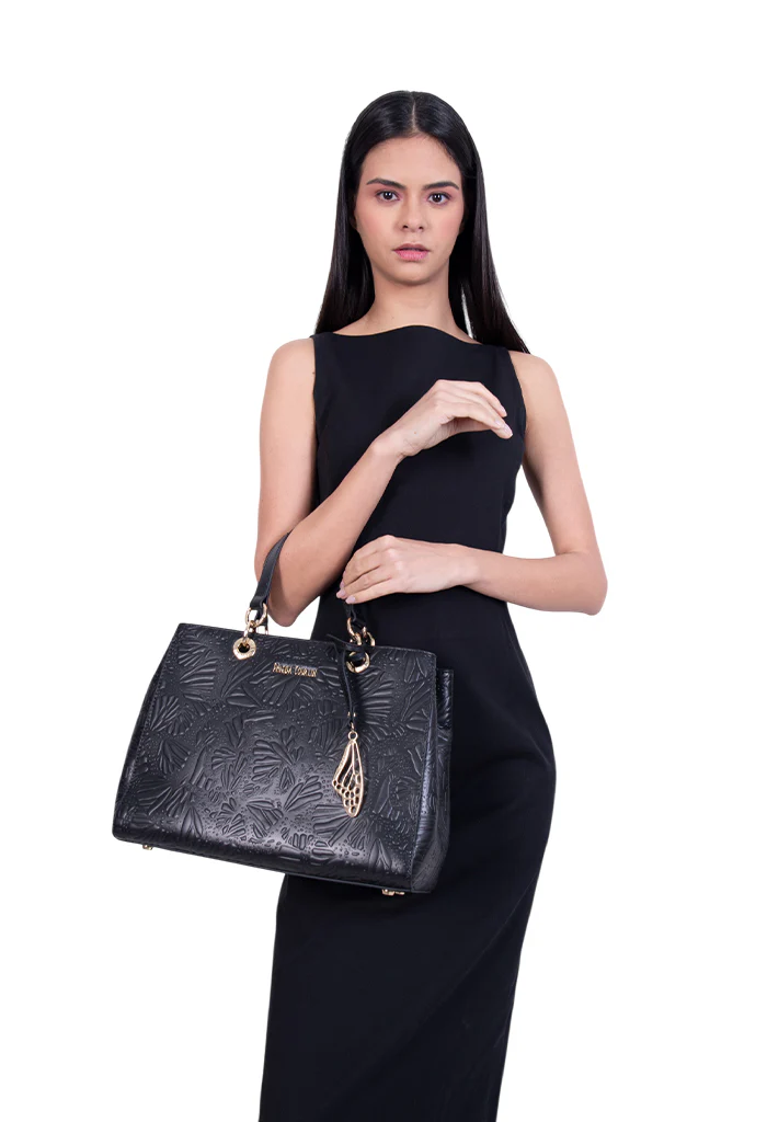 Bolsa Kaxan Piel Grabado Mariposa