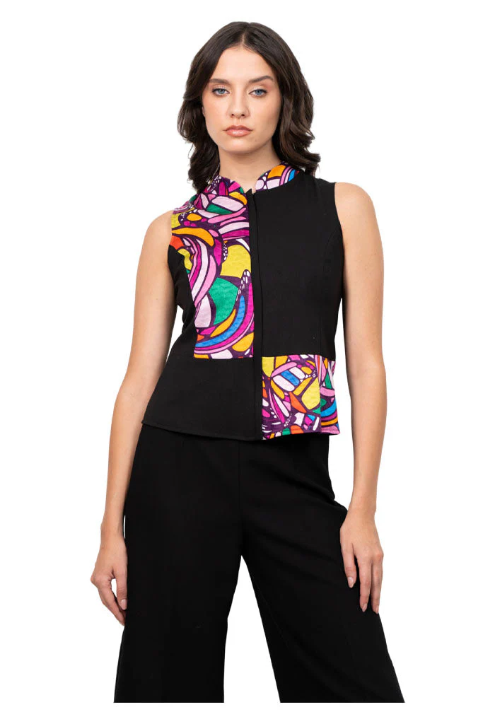 Chaleco Combinado Mariposa Abstracta Morado