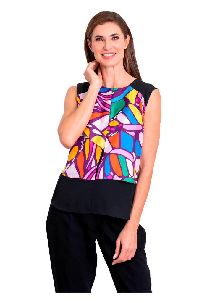 Blusa Pétalos Mariposa Abstracta Morado