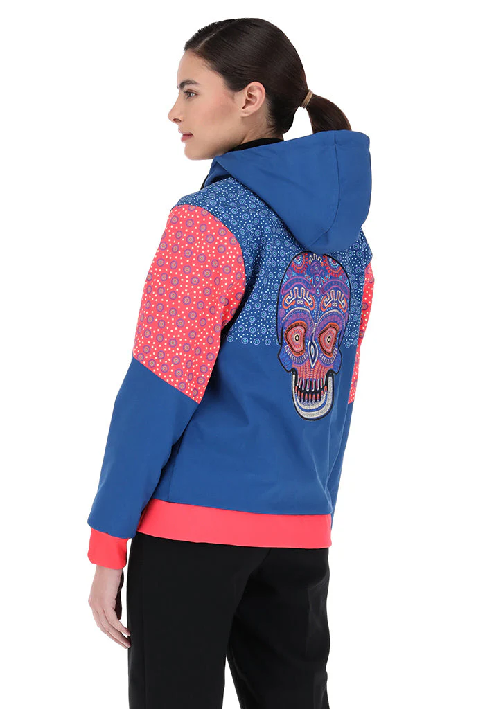 Chamarra Tzontli Día de Muertos Mictlán Azul/Coral