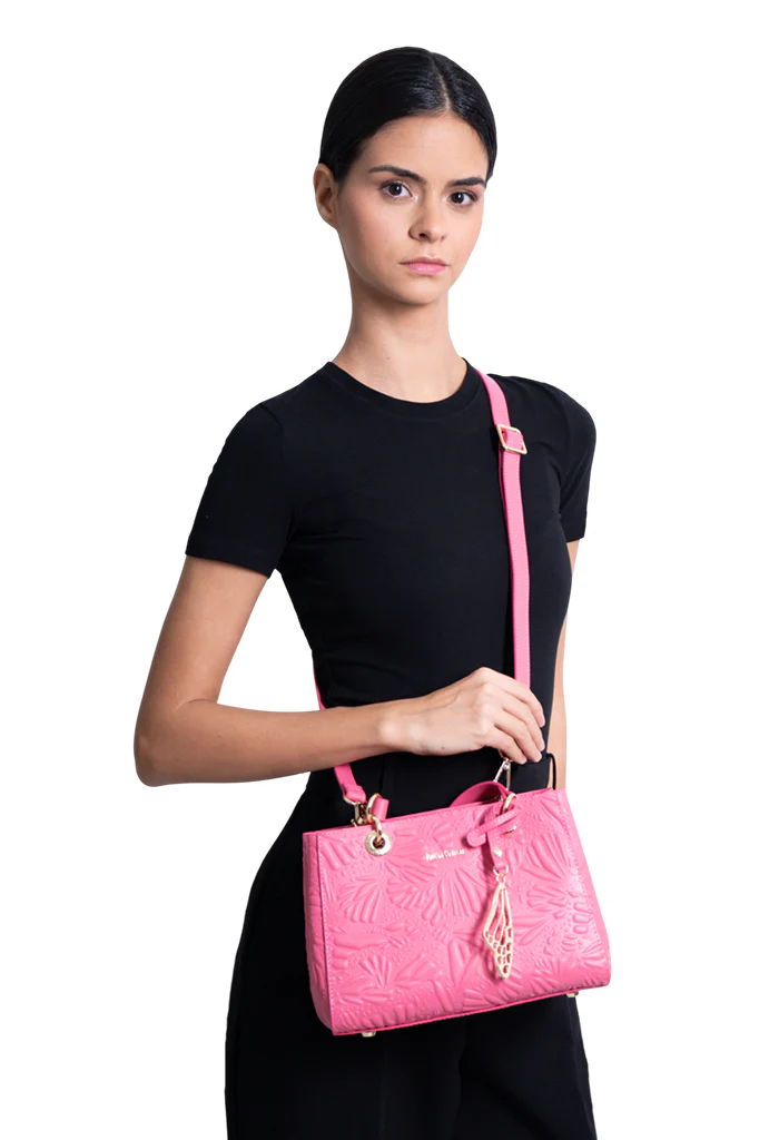 Mini Satchel Kaxan  Piel Grabado Mariposa