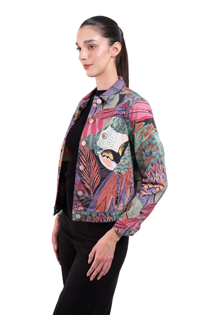 Chamarra Guacamaya Negro Rosa