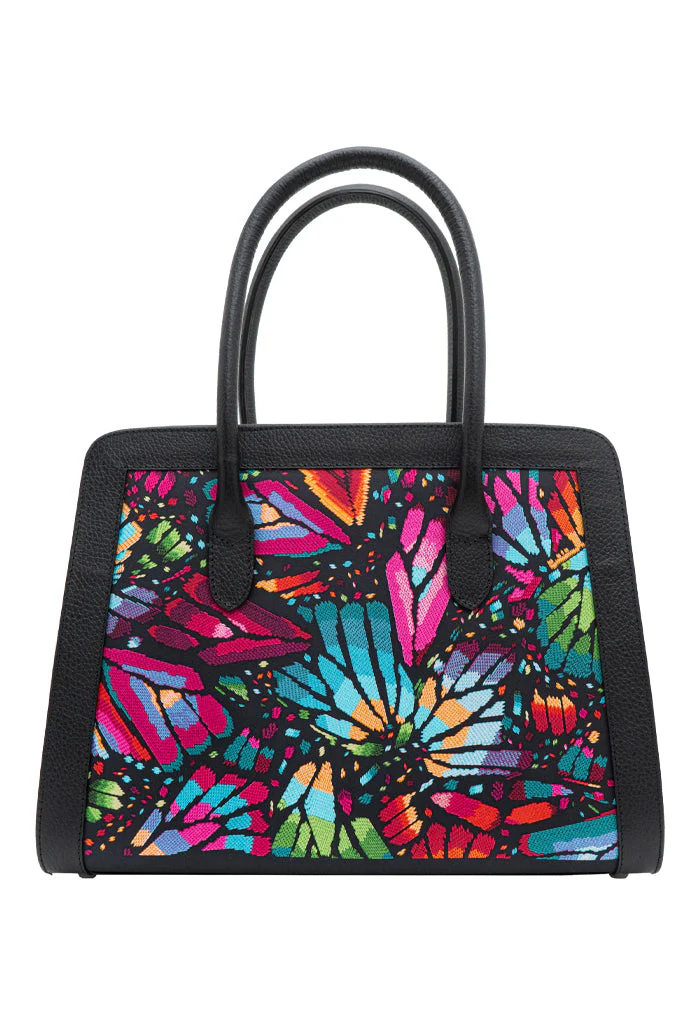 Bolsa Muul Negro Mariposa Bordada Original