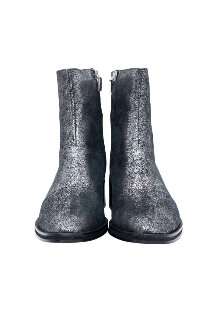 BOTÍN BEEL PIEL METÁL BRILLANTE  MARIPOSA VITRAL GRIS